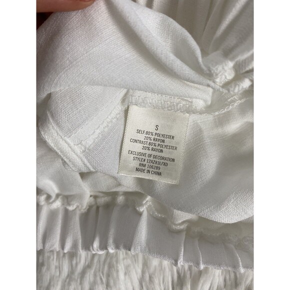 Mi Ami Francesca's White Paula Off The Shoulder Eyelet Ruffle Crop Blouse Size S - Picture 12 of 13